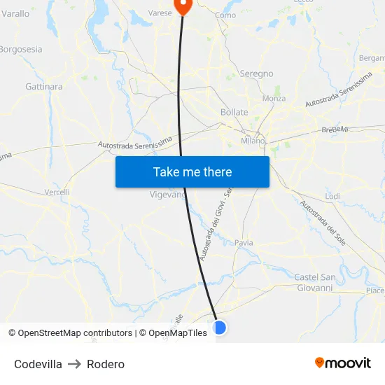 Codevilla to Rodero map