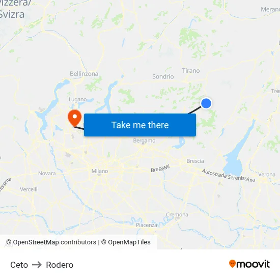 Ceto to Rodero map