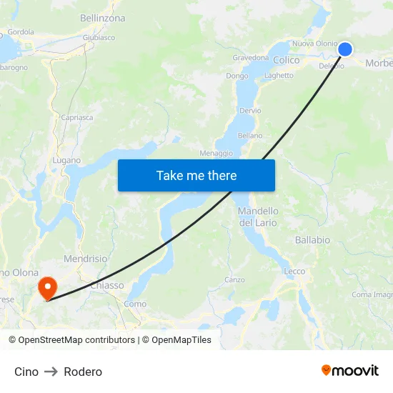 Cino to Rodero map