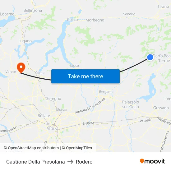 Castione Della Presolana to Rodero map