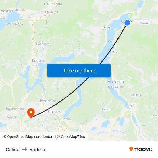 Colico to Rodero map