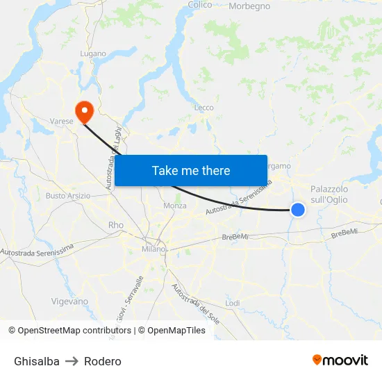 Ghisalba to Rodero map