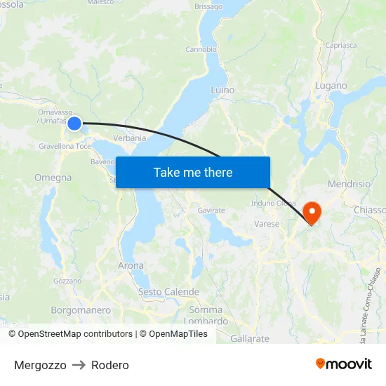 Mergozzo to Rodero map