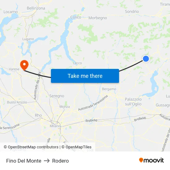 Fino del Monte to Rodero map