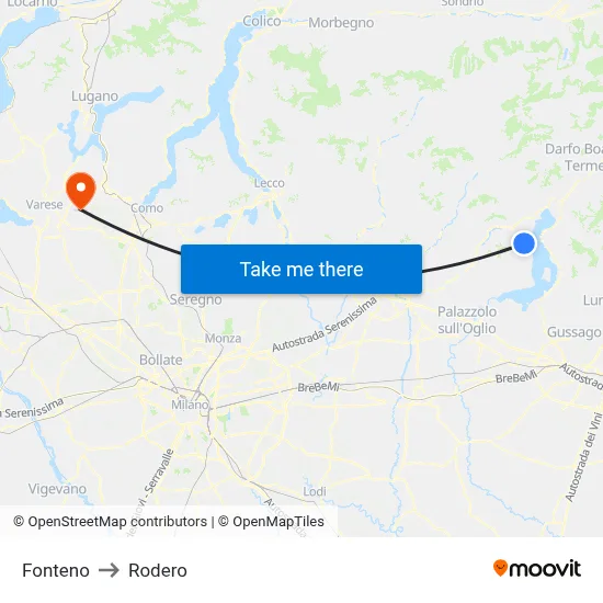 Fonteno to Rodero map