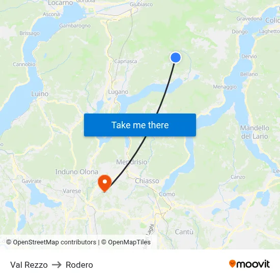 Val Rezzo to Rodero map
