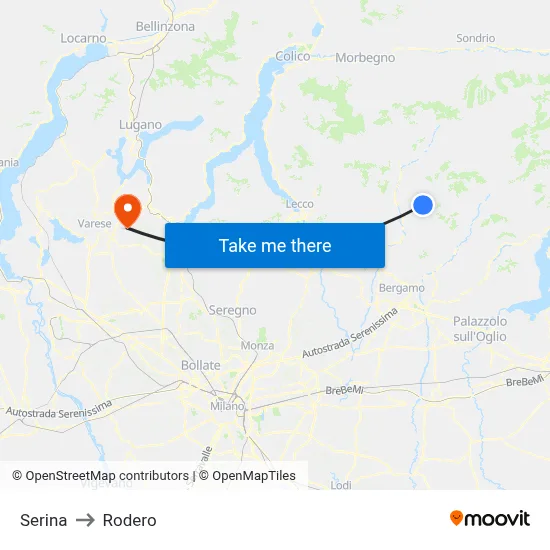 Serina to Rodero map