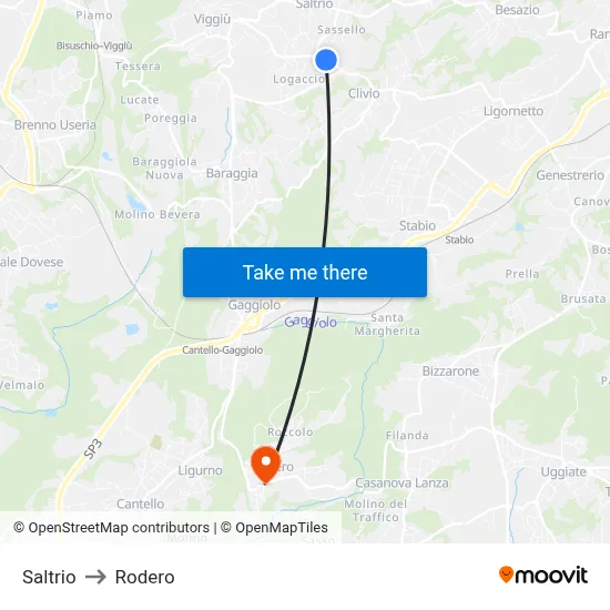 Saltrio to Rodero map
