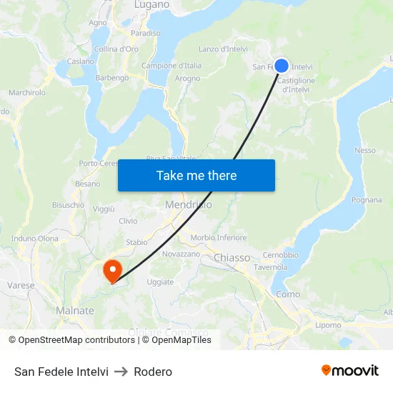 San Fedele Intelvi to Rodero map
