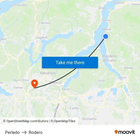 Perledo to Rodero map