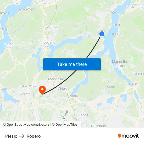 Plesio to Rodero map