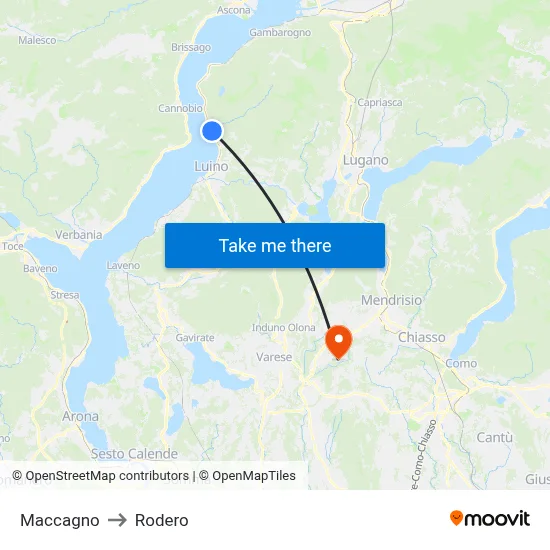 Maccagno to Rodero map