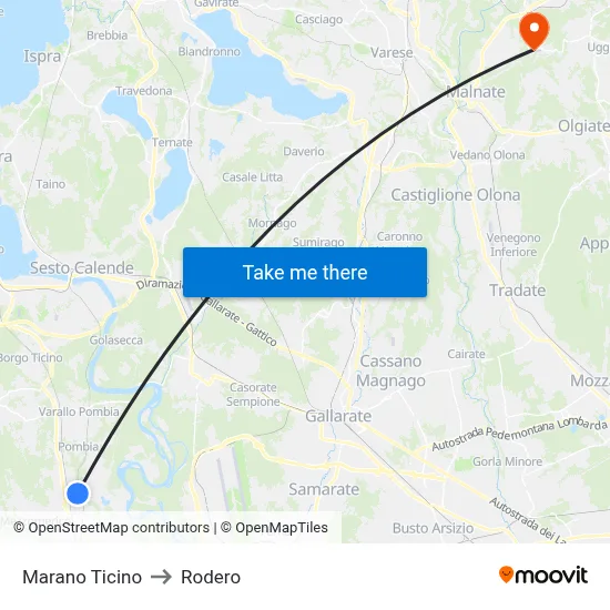 Marano Ticino to Rodero map
