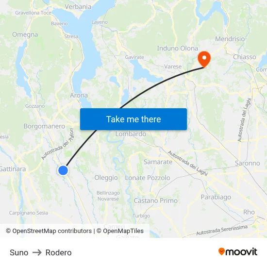 Suno to Rodero map