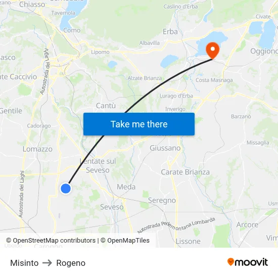 Misinto to Rogeno map