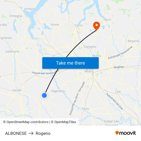 Albonese to Rogeno map