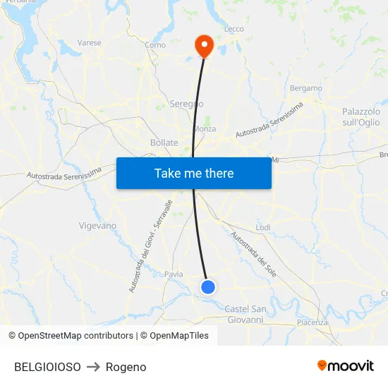 BELGIOIOSO to Rogeno map