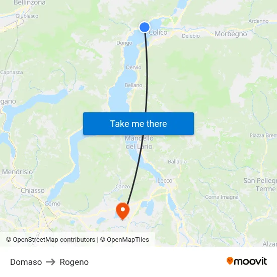 Domaso to Rogeno map