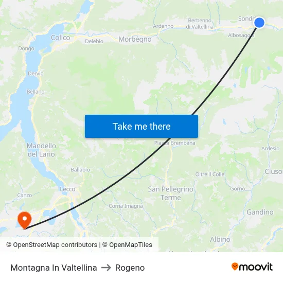 Montagna In Valtellina to Rogeno map