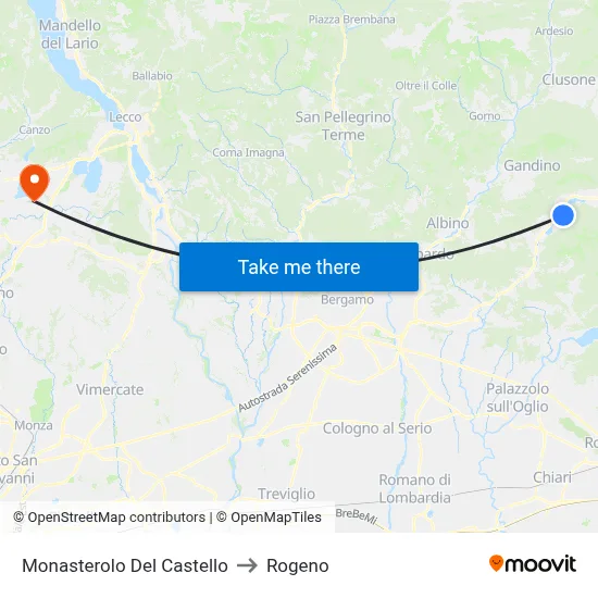 Monasterolo del Castello to Rogeno map
