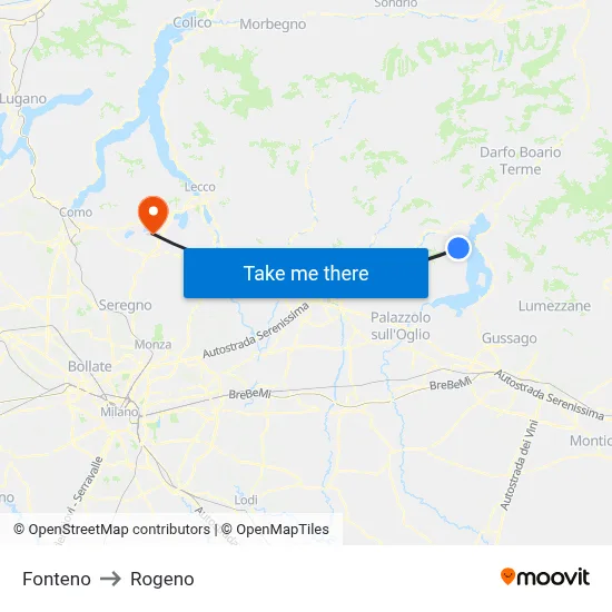 Fonteno to Rogeno map