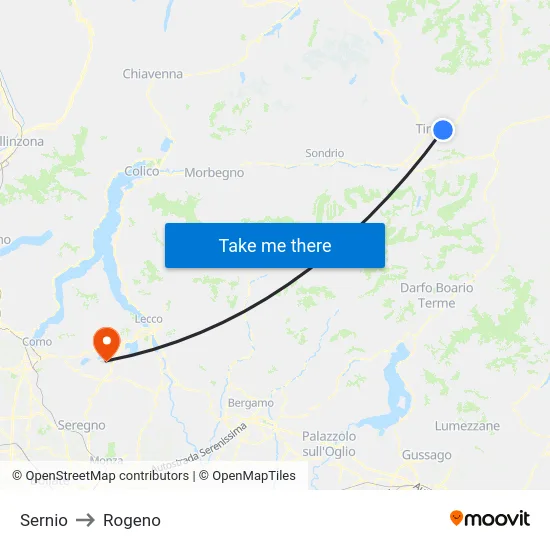 Sernio to Rogeno map