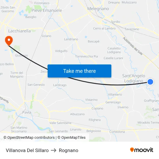 Villanova Del Sillaro to Rognano map