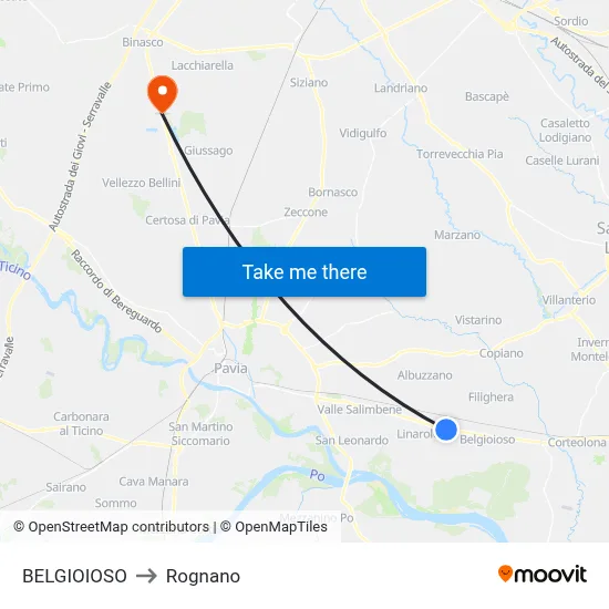 Belgioioso to Rognano map