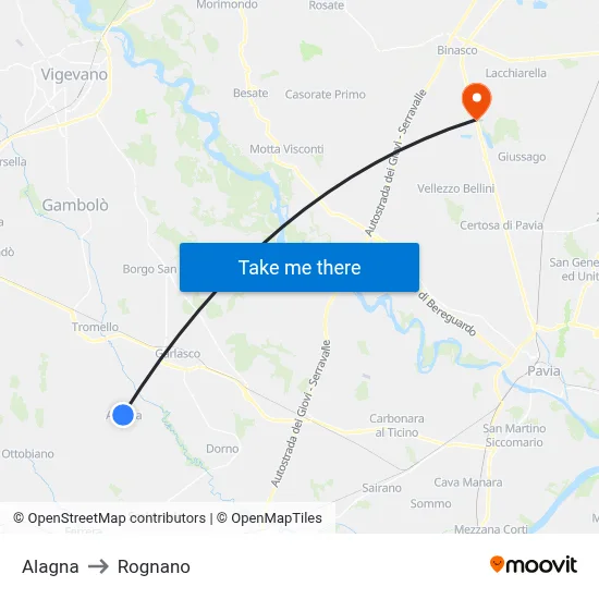 Alagna to Rognano map