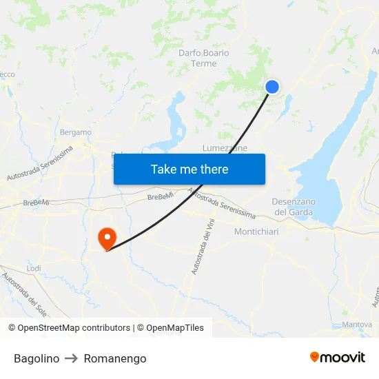 Bagolino to Romanengo map