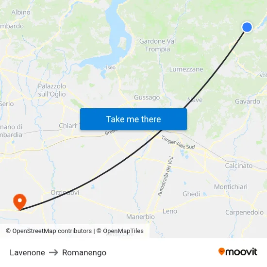 Lavenone to Romanengo map