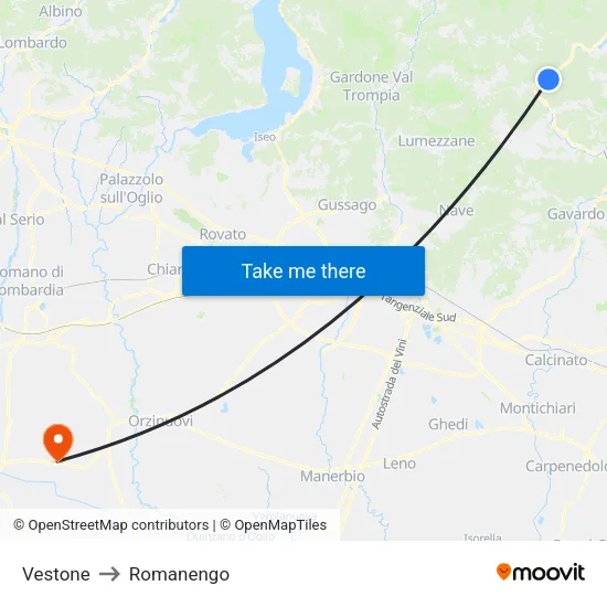 Vestone to Romanengo map