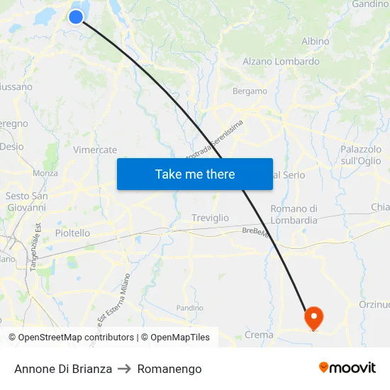 Annone Di Brianza to Romanengo map