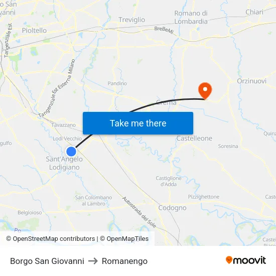San Giovanni Borough to Romanengo map