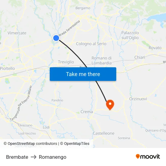 Brembate to Romanengo map