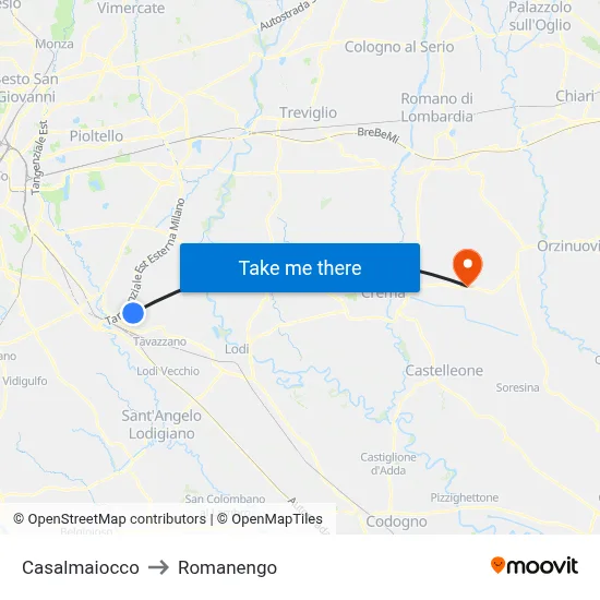 Casalmaiocco to Romanengo map
