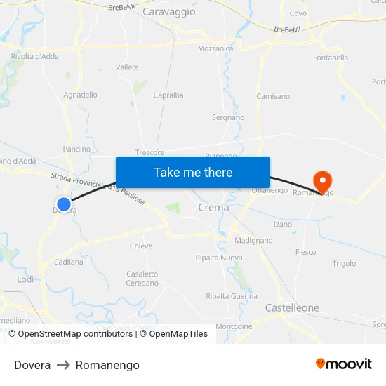 Dovera to Romanengo map