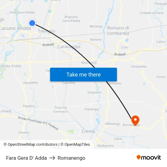 Fara Gera D' Adda to Romanengo map