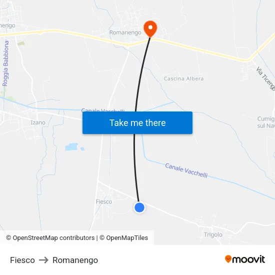 Fiesco to Romanengo map