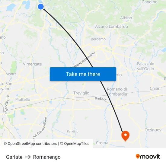 Garlate to Romanengo map