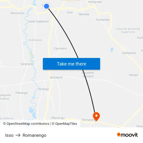 Isso to Romanengo map