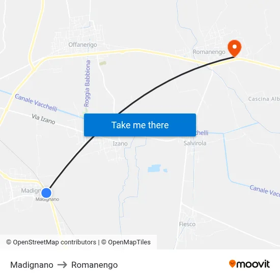 Madignano to Romanengo map