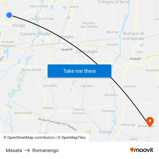 Masate to Romanengo map