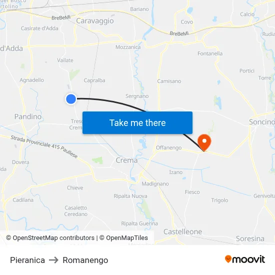 Pieranica to Romanengo map