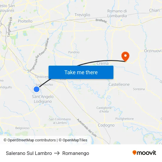 Salerano Sul Lambro to Romanengo map