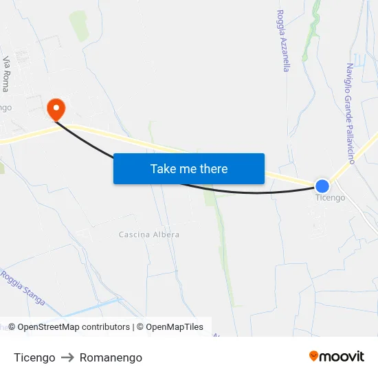 Ticengo to Romanengo map