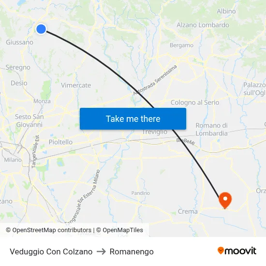 Veduggio Con Colzano to Romanengo map