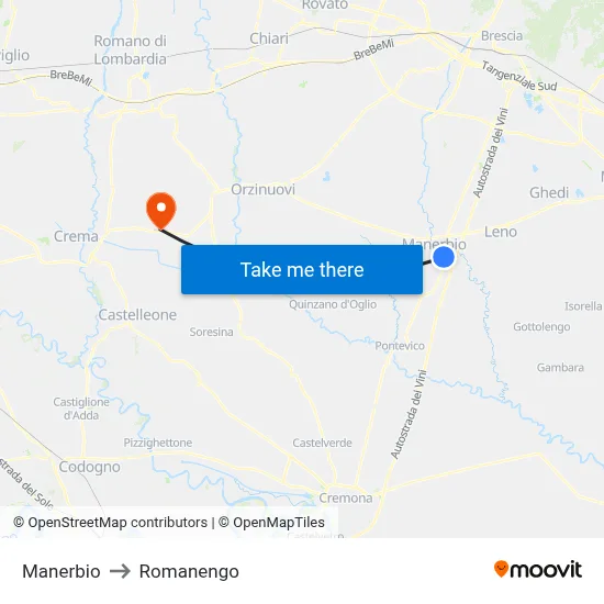 Manerbio to Romanengo map