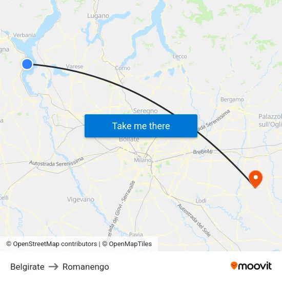 Belgirate to Romanengo map