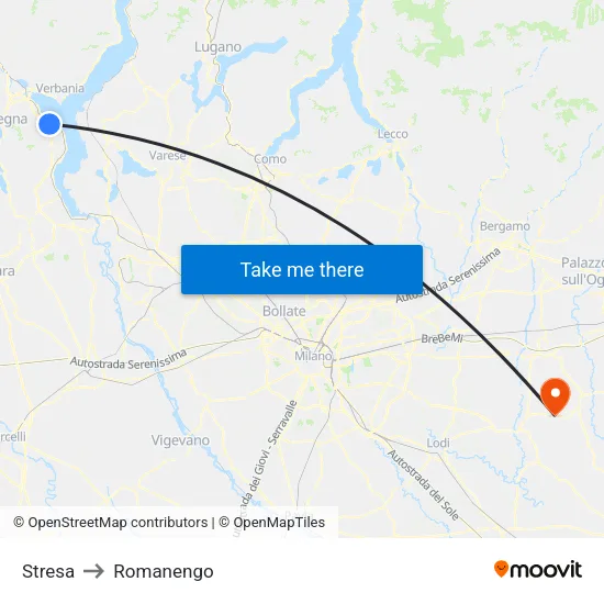 Stresa to Romanengo map